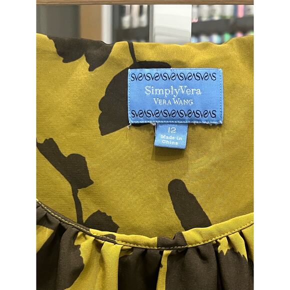 Simply Vera by Vera Wang Women's Sleeveless Green Brown Shift Dress SIZE 12 - Picture 5 of 6